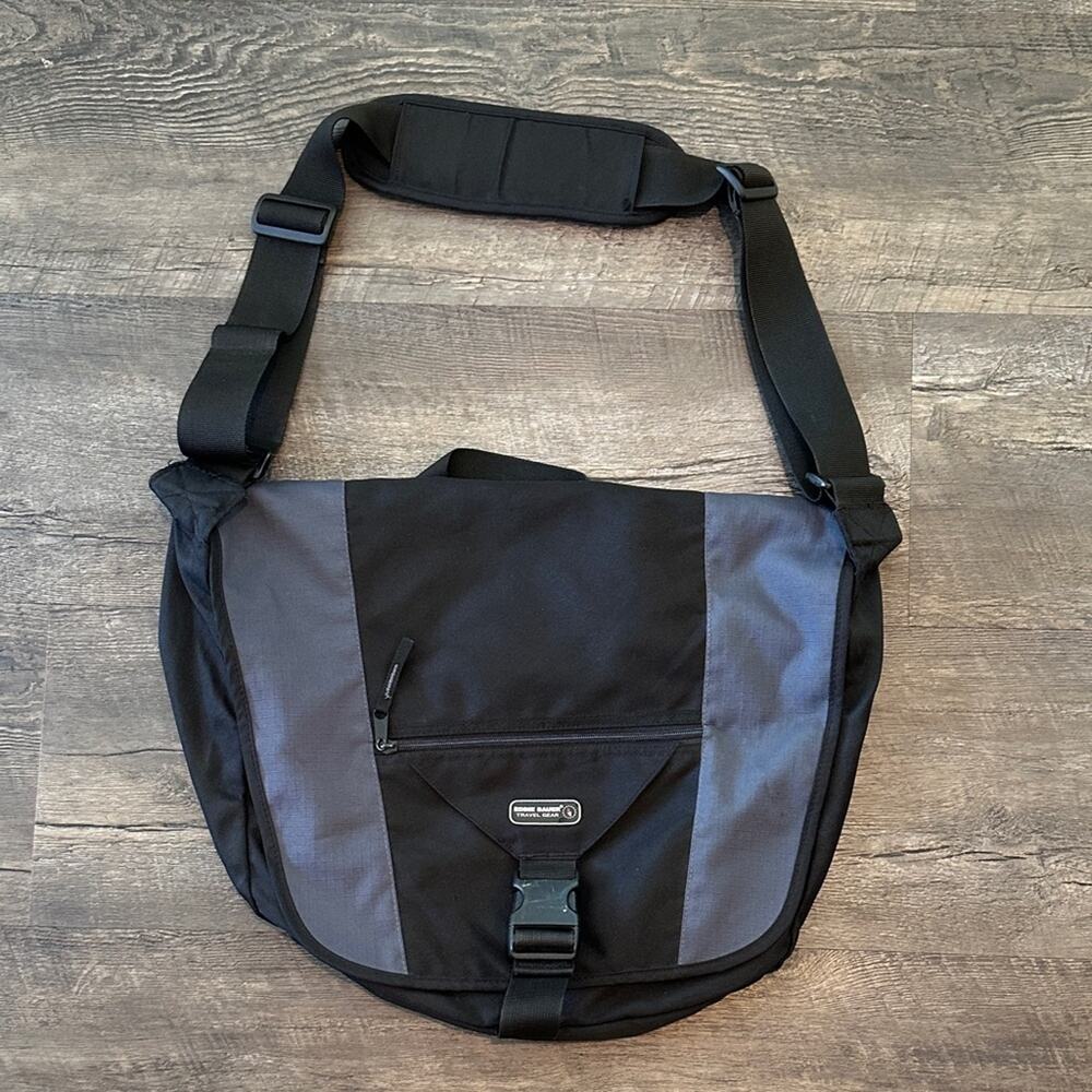 Eddie Bauer Unisex Black/Charcoal Gray Messenger Laptop Work/School Bag